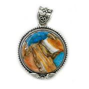 oyster turquoise round sterling silver pendant