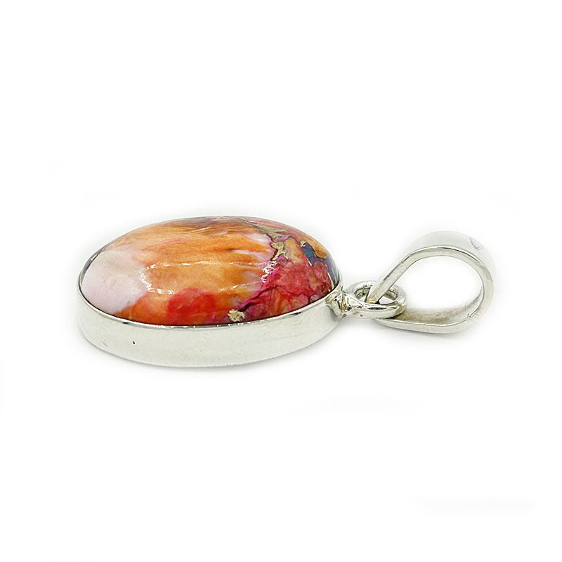 pink dahlia turquoise silver gemstone pendant