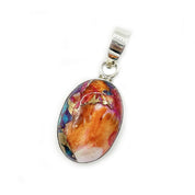 pink dahlia turquoise silver gemstone pendant