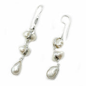 pearl silver gemstone drop earrings