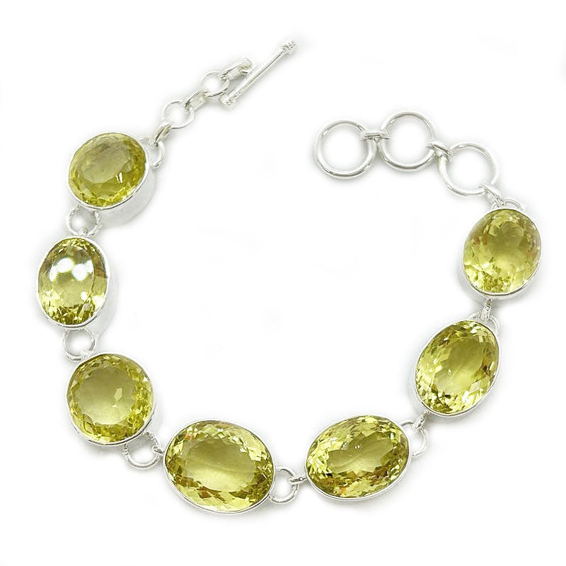 lemon quartz silver gemstone bracelet