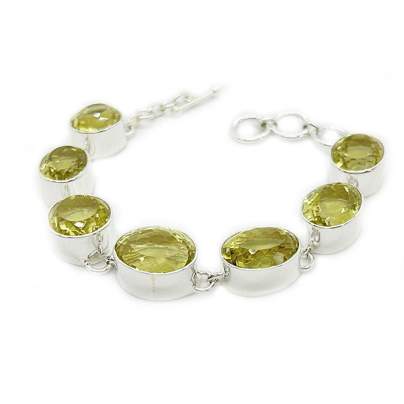 lemon quartz silver gemstone bracelet