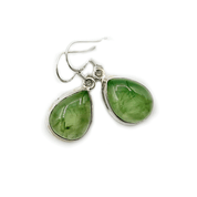 prehnite teardrop sterling silver earrings