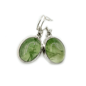 oval prehnite sterling silver gemstone earrings