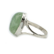 oval prehnite sterling silver gemstone ring