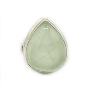 teardrop prehnite sterling silver gemstone ring