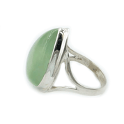 teardrop prehnite sterling silver gemstone ring