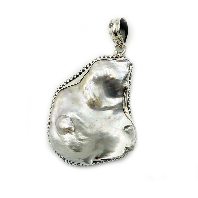 large pearl sterling silver gemstone pendant
