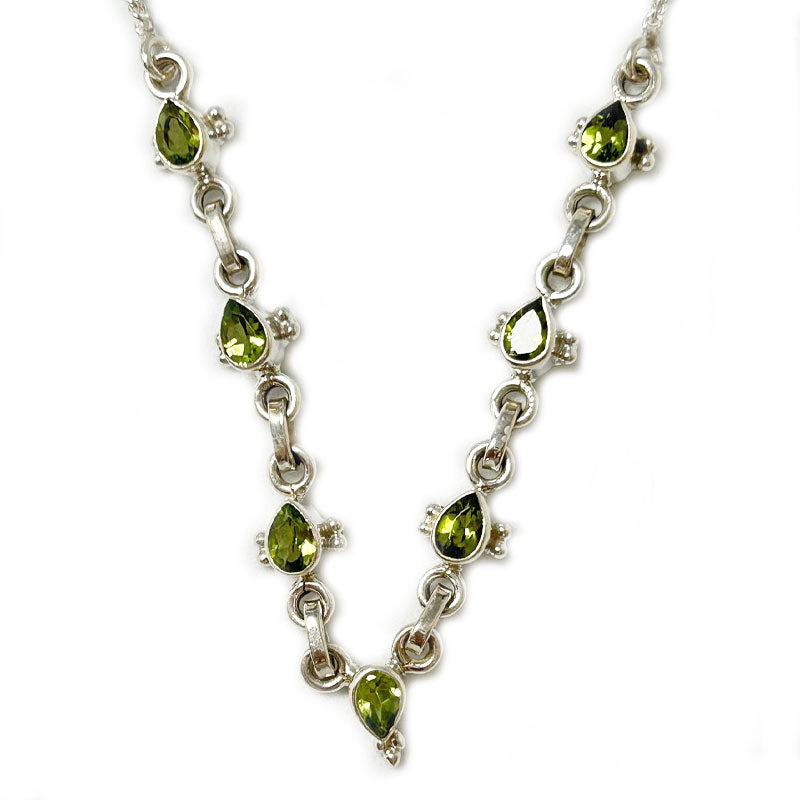 peridot silver gemstone necklace