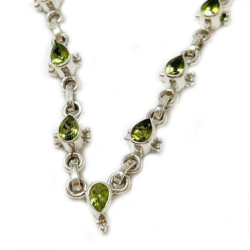 peridot silver gemstone necklace