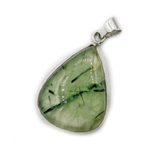 teardrop prehnite sterling silver gemstone pendant