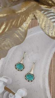 turquoise gemstone sterling silver drop earrings