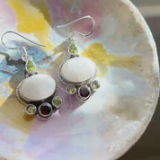 Moonstone Peridot Garnet Gemstone Earrings