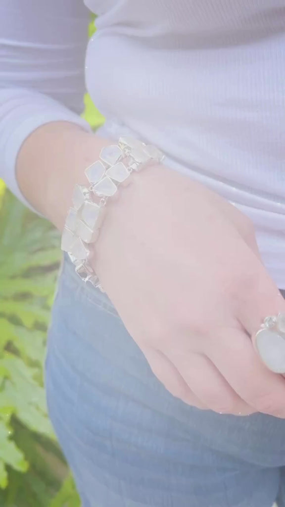 moonstone gemstone sterling silver chunky necklace