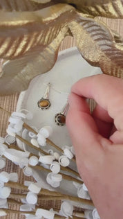 tiger eye gemstone sterling silver earrings