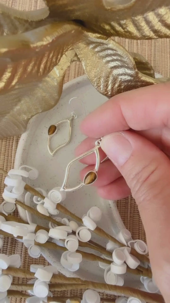 tigers eye sterling silver gemstone earrings