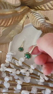 malachite sterling silver gemstone earrings