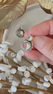 clear quartz gemstone sterling silver earrings