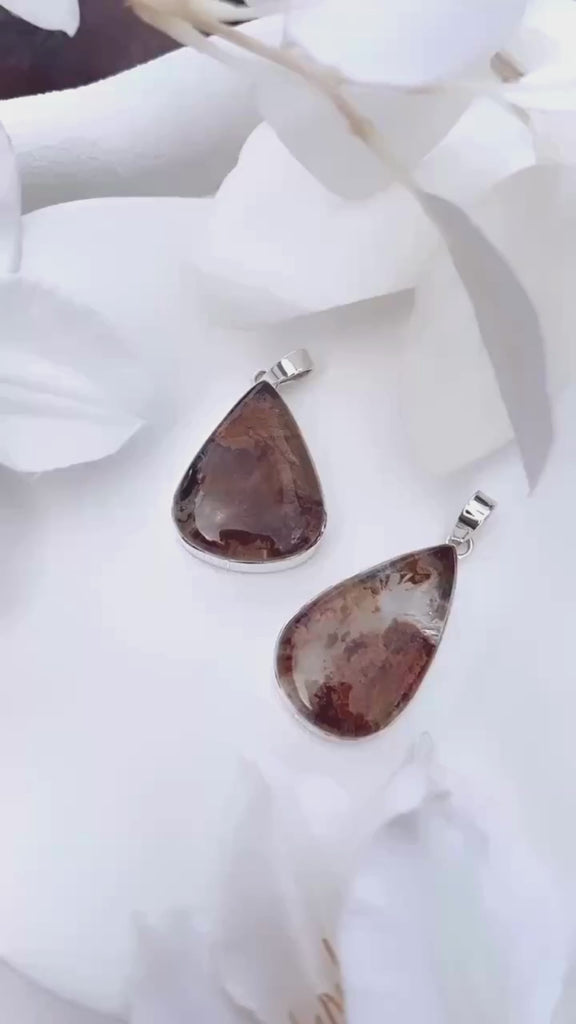 large teardrop garden quartz silver gemstone pendant
