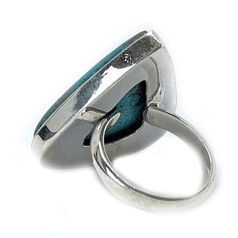 large teardrop shattuckite gemstone silver ring