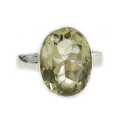 lemon quartz oval silver gemstone ring