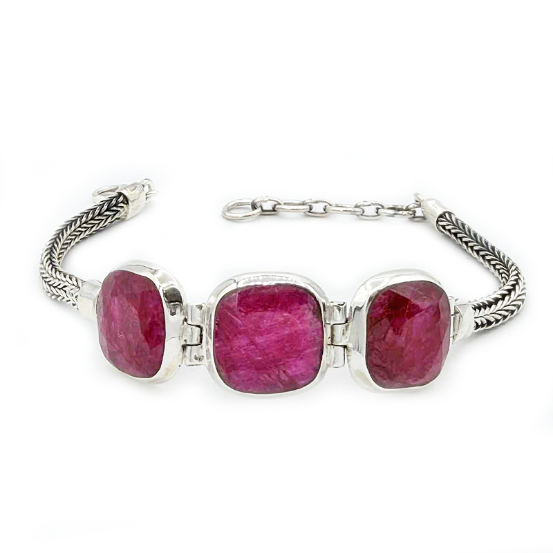 ruby quartz sterling silver gemstone bracelet