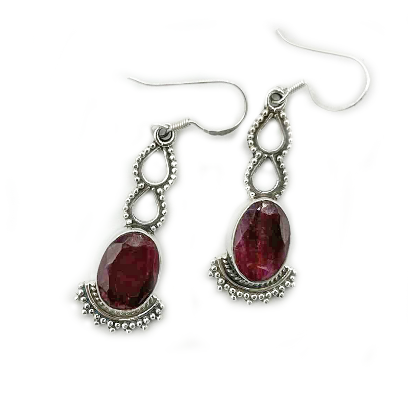 ruby quartz sterling silver gemstone earrings
