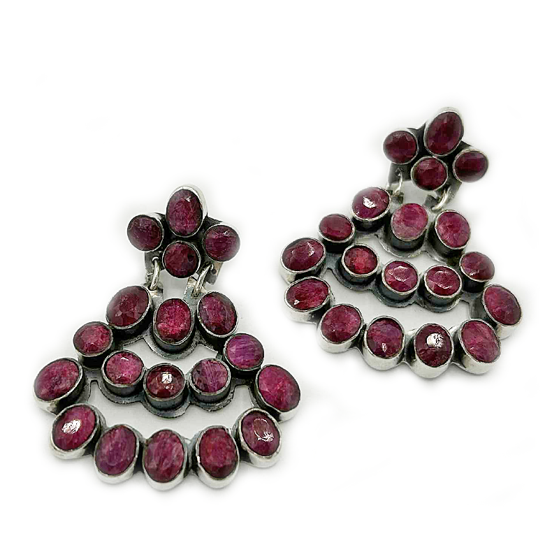 ruby quartz sterling silver drop gemstone earrings