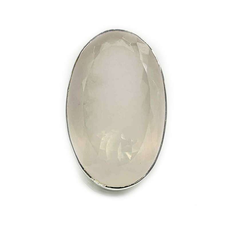 rose quartz large sterling silver gemstone ring