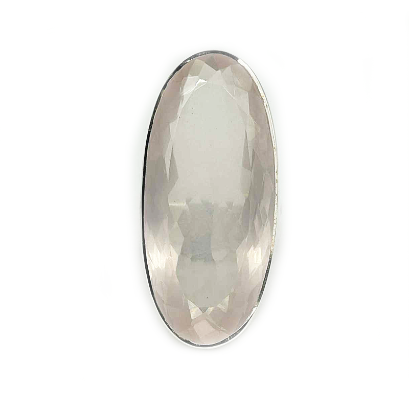 rose quartz large sterling silver gemstone ring
