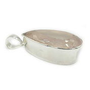 large teardrop sterling silver rose quartz pendant