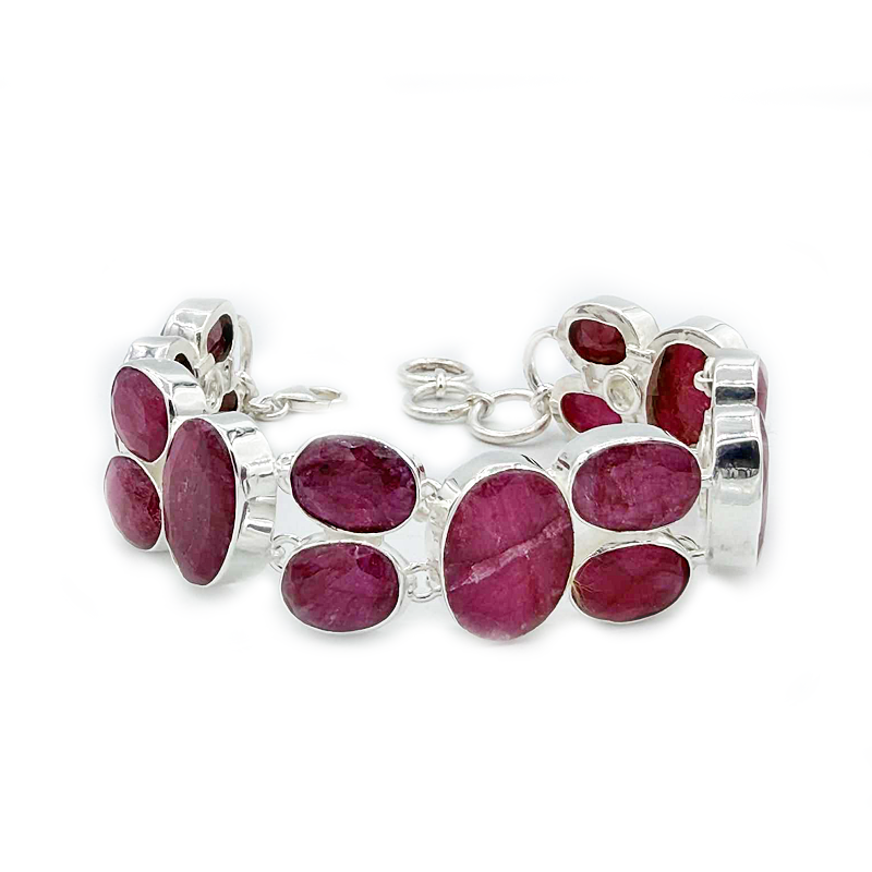 ruby quartz sterling silver gemstone bracelet