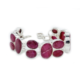 Ruby Quartz Chunky Silver Bracelet