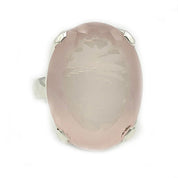 chunky rose quartz silver gemstone oval ring