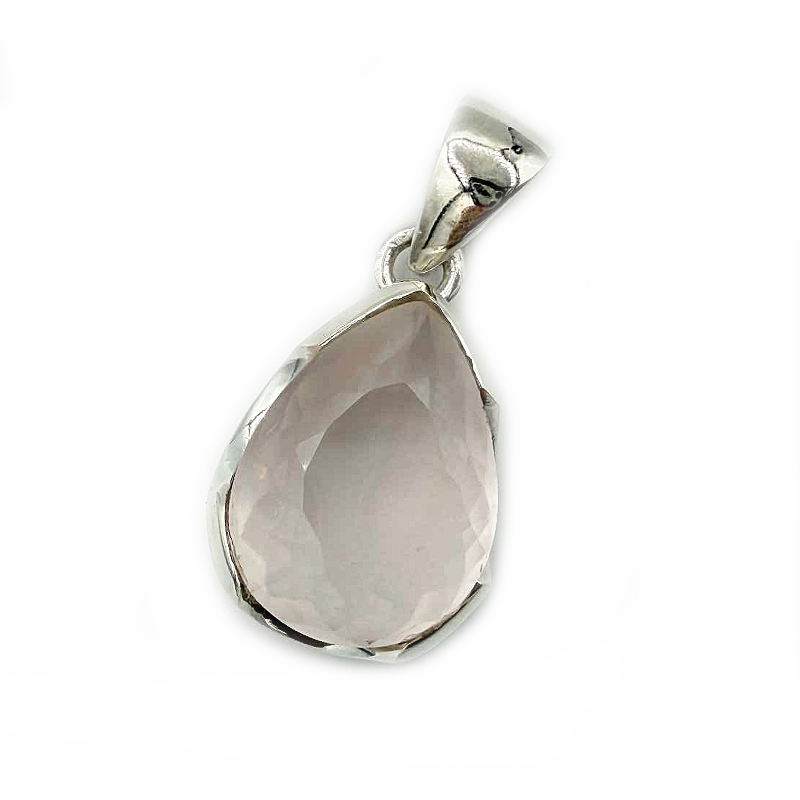 rose quartz teardrop sterling silver gemstone pendant