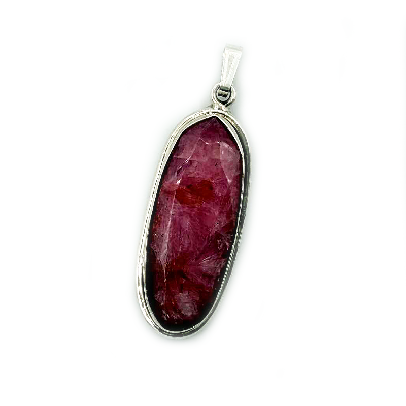 oval ruby quartz sterling silver gemstone pendant