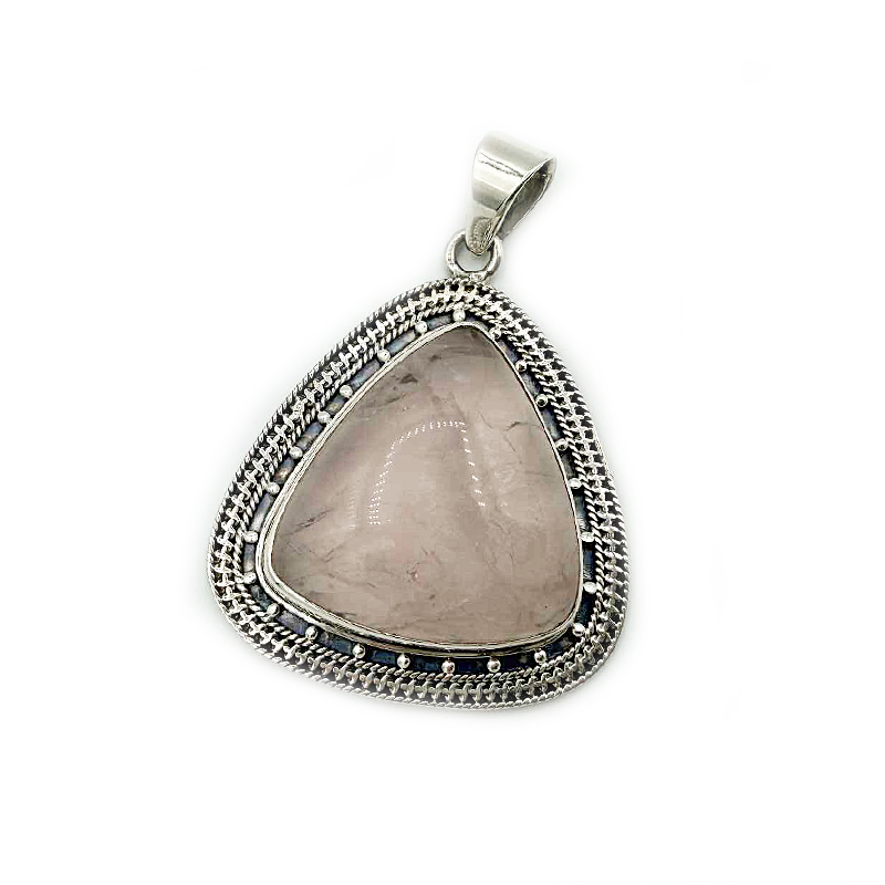 rose quartz sterling silver gemstone pendant