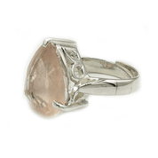 rose quartz silver gemstone ring