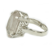 rose quartz silver gemstone ring