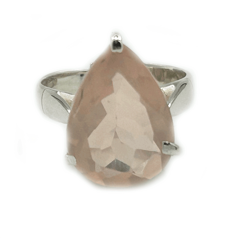 rose quartz silver gemstone ring