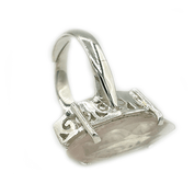 rose quartz silver gemstone ring