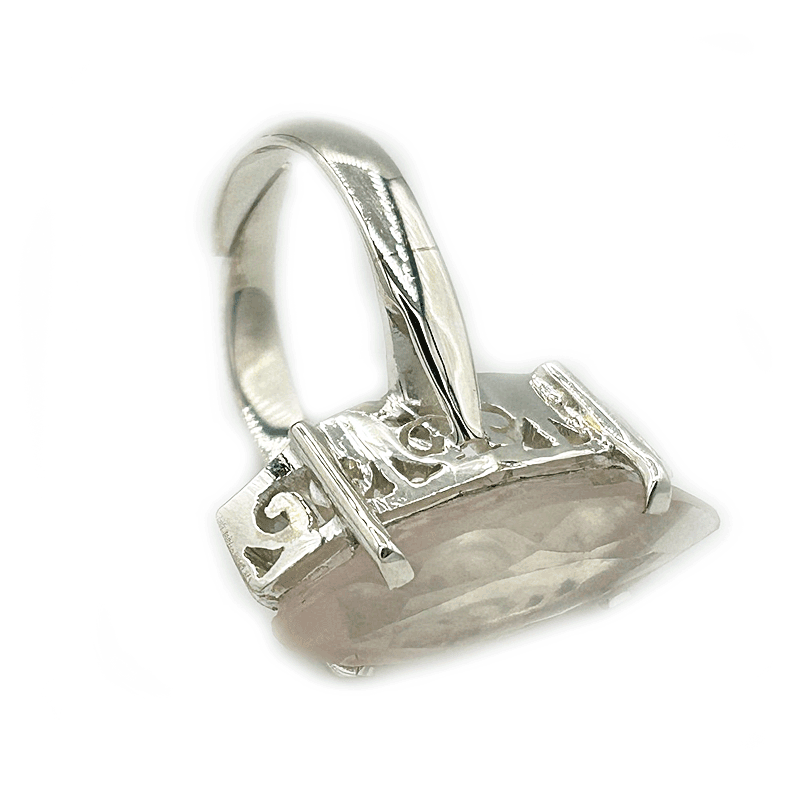 rose quartz silver gemstone ring
