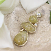 golden rutilated quartz sterling silver gemstone pendant