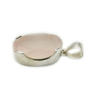 rose quartz oval sterling silver gemstone pendant