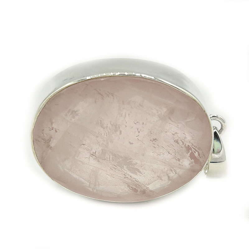 rose quartz silver gemstone pendant