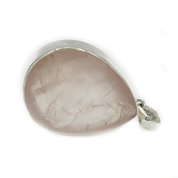 xl rose quartz silver gemstone pendant