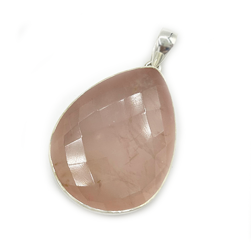 xl rose quartz silver gemstone pendant