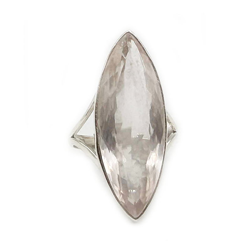 large rose quartz sterling silver gemstone ring