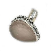 rose quartz teardrop silver gemstone ring