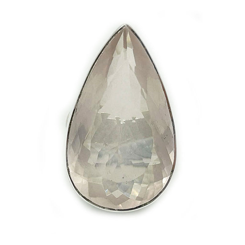 large rose quartz sterling silver gemstone ring